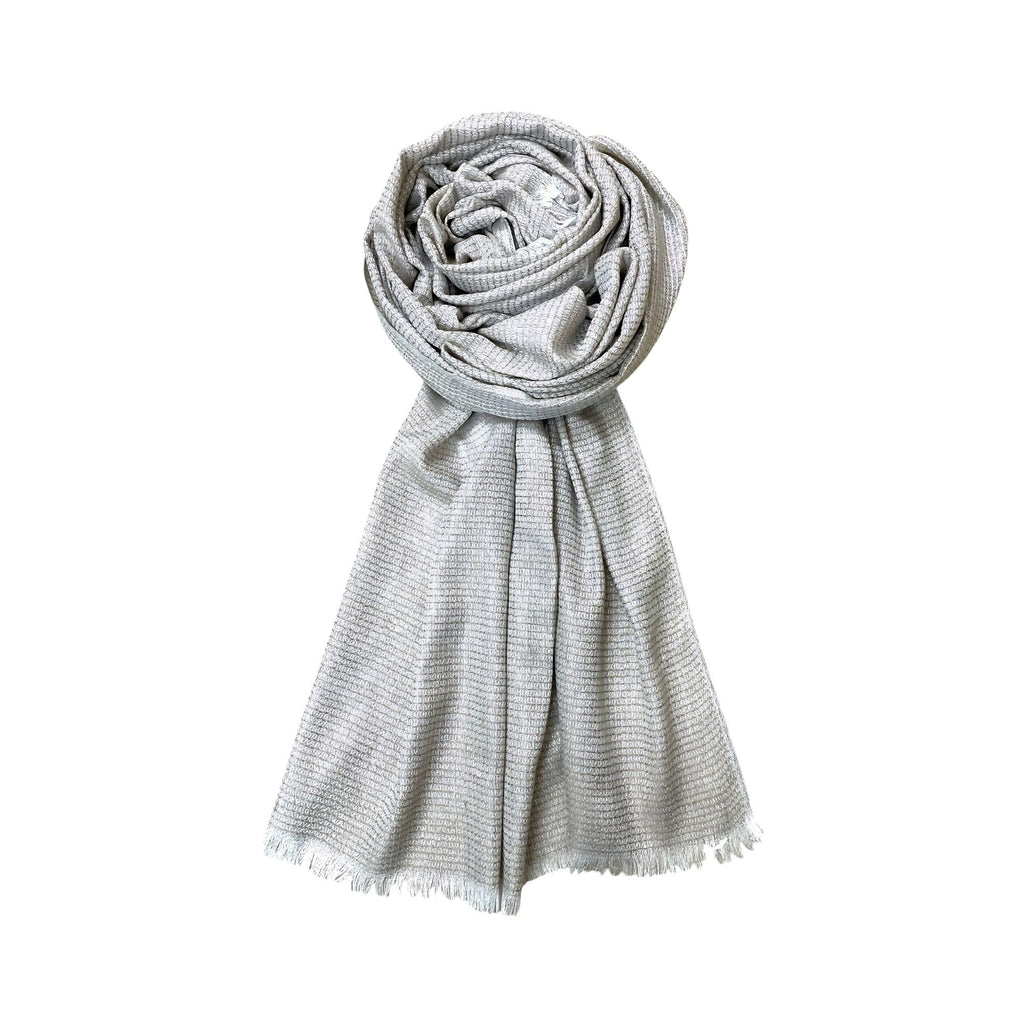 FAHABO Shimmer Woven Cotton Blend Scarf for Women – Lightweight Hijab & Stole Wrap | 73 x 29 Inches (Beige)
