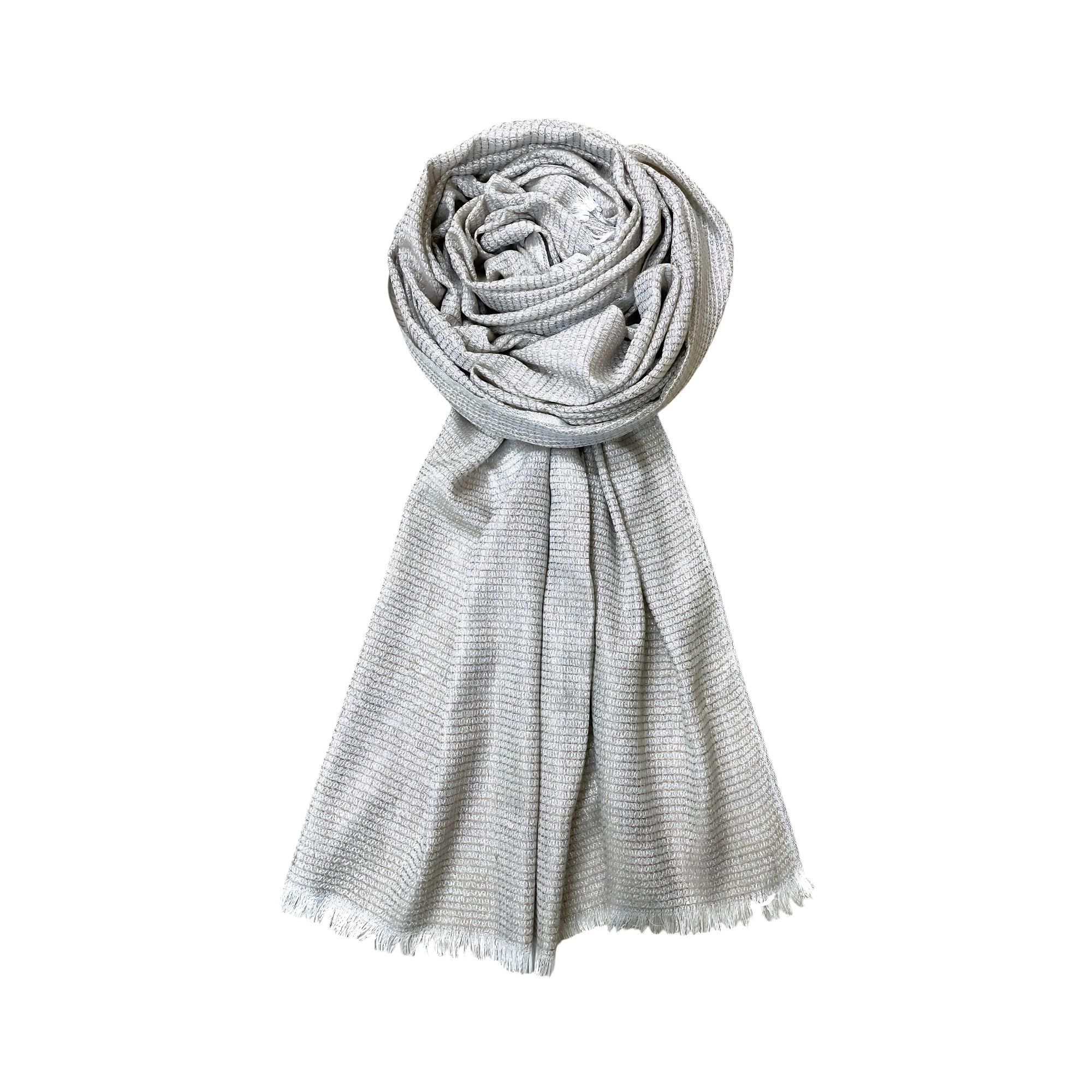 FAHABO Shimmer Woven Cotton Blend Scarf for Women – Lightweight Hijab & Stole Wrap | 73 x 29 Inches (Beige)