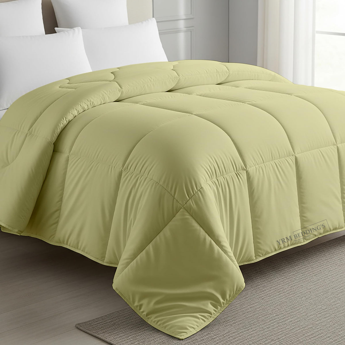 MeckHome Culture MHC- 800 Series Quilted Comforter 300-GSM Microfiber Soft/Fluffy Hypoallergenic Comforter/Quilt/Dohar/Rajai for (60 x 90 Inches) Single Bed Comforter -Ivory Kafalo
