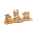 Prince Home Decor & Gifts Metal Handicrafts Antique Gold Plated Laughing Buddha in 3 Postures, Standard