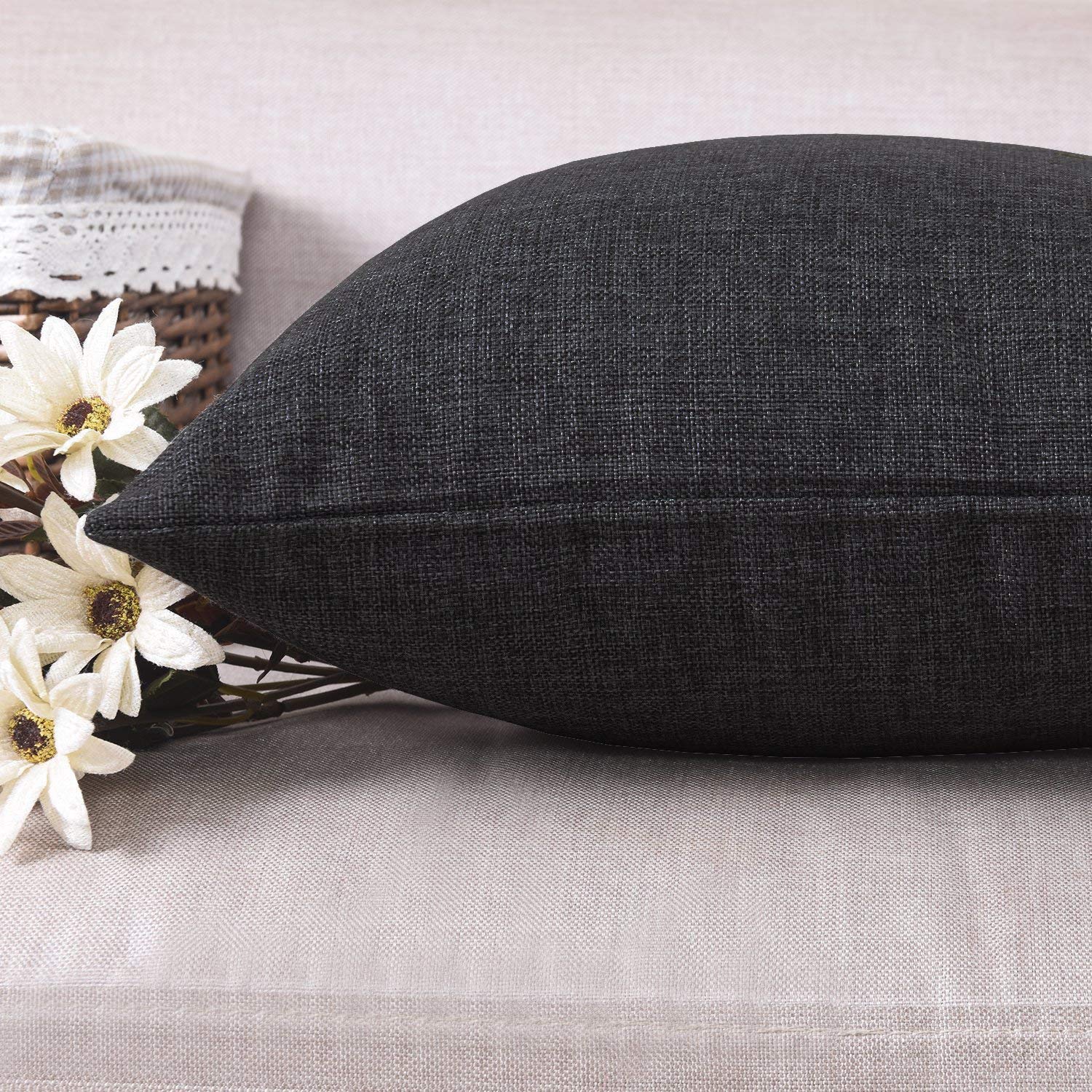 Khooti Jute Cushion Cover, 26x26 (Dark Grey)(Pack of 5)