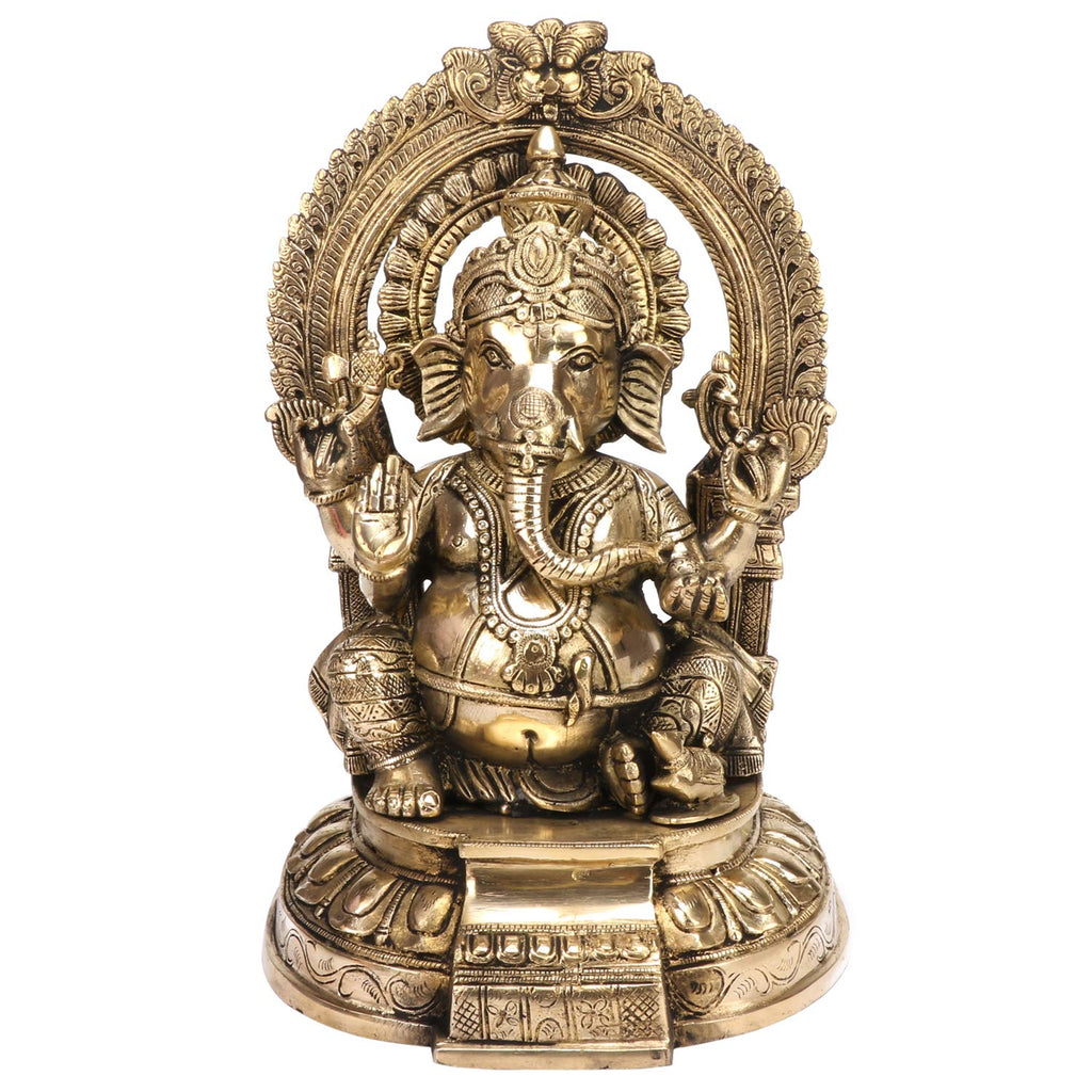 SVARUP Big Brass Ganesha Elephant Murti God Ganesha Vinayak Ganpati Sitting Idol Bhagwan Entrance Home Décor 12 Inch