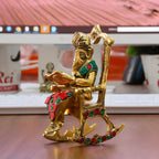 KridayKraft Chair Ganesha ji Reading Book with Stone Work,Ganesha Metal Statue,Ganpati Murti Idol for Pooja & Home,Office Décor Ganesh Idol Religious Showpiece for Decoration & Gifting Article