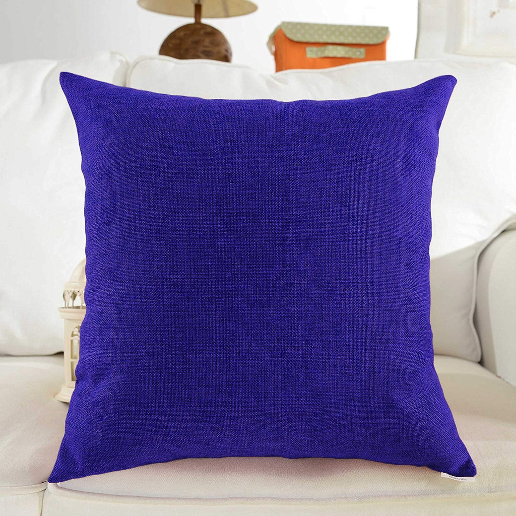 Khooti Jute Cushion Cover, Throw Pillow Cover for Couches, Chairs, Sofas, Beds, Coffee Tables, Living Rooms, Bedrooms, Modern Boho Design, 40 x 40 Inches / 100 x 100 cm | Royal Blue | Set of 5