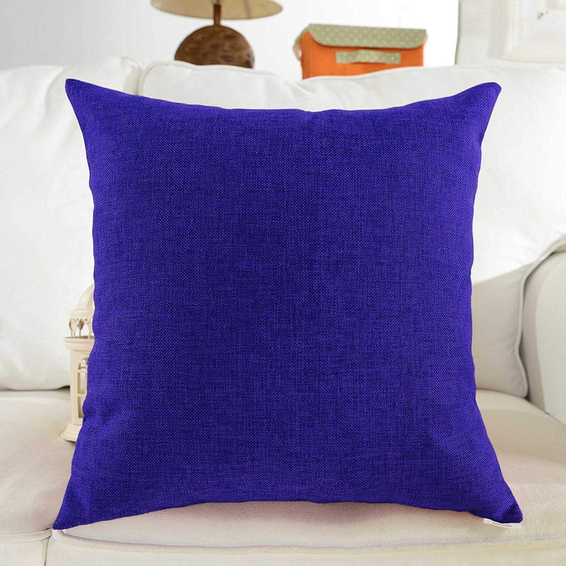 Khooti Jute Cushion Cover, Throw Pillow Cover for Couches, Chairs, Sofas, Beds, Coffee Tables, Living Rooms, Bedrooms, Modern Boho Design, 26 x 26 Inches / 65 x 65 cm | Royal Blue | Set of 5