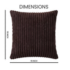 Yellow Weaves Pencil-Stripe Fur Cushion Covers | Soft Polyester | Decorative Sofa & Throw Pillow Covers | 16x16 Inches, Pack of 2 (Coffee)