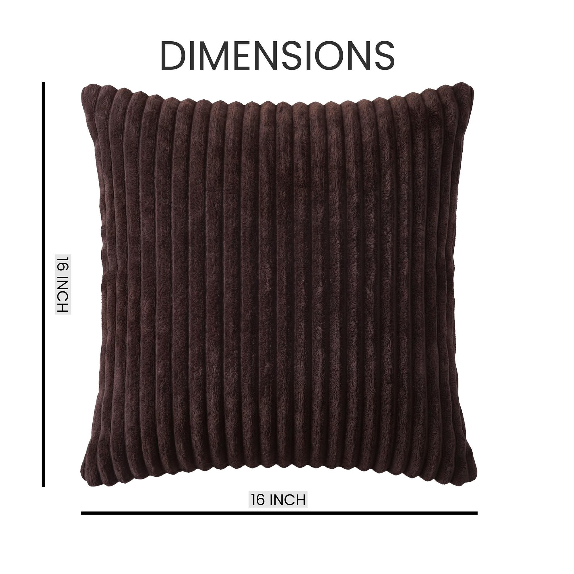 Yellow Weaves Pencil-Stripe Fur Cushion Covers | Soft Polyester | Decorative Sofa & Throw Pillow Covers | 16x16 Inches, Pack of 1 (Coffee)