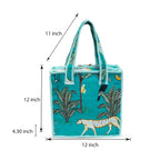 Cotton Quilted Tote Bag for Women | Lightweight Reusable Shoulder Handbag | Durable Eco-Friendly Shopping Bag | Large Capacity Travel, Office & Daily Use Carry Bag | Stylish Utility Tote (Teal )