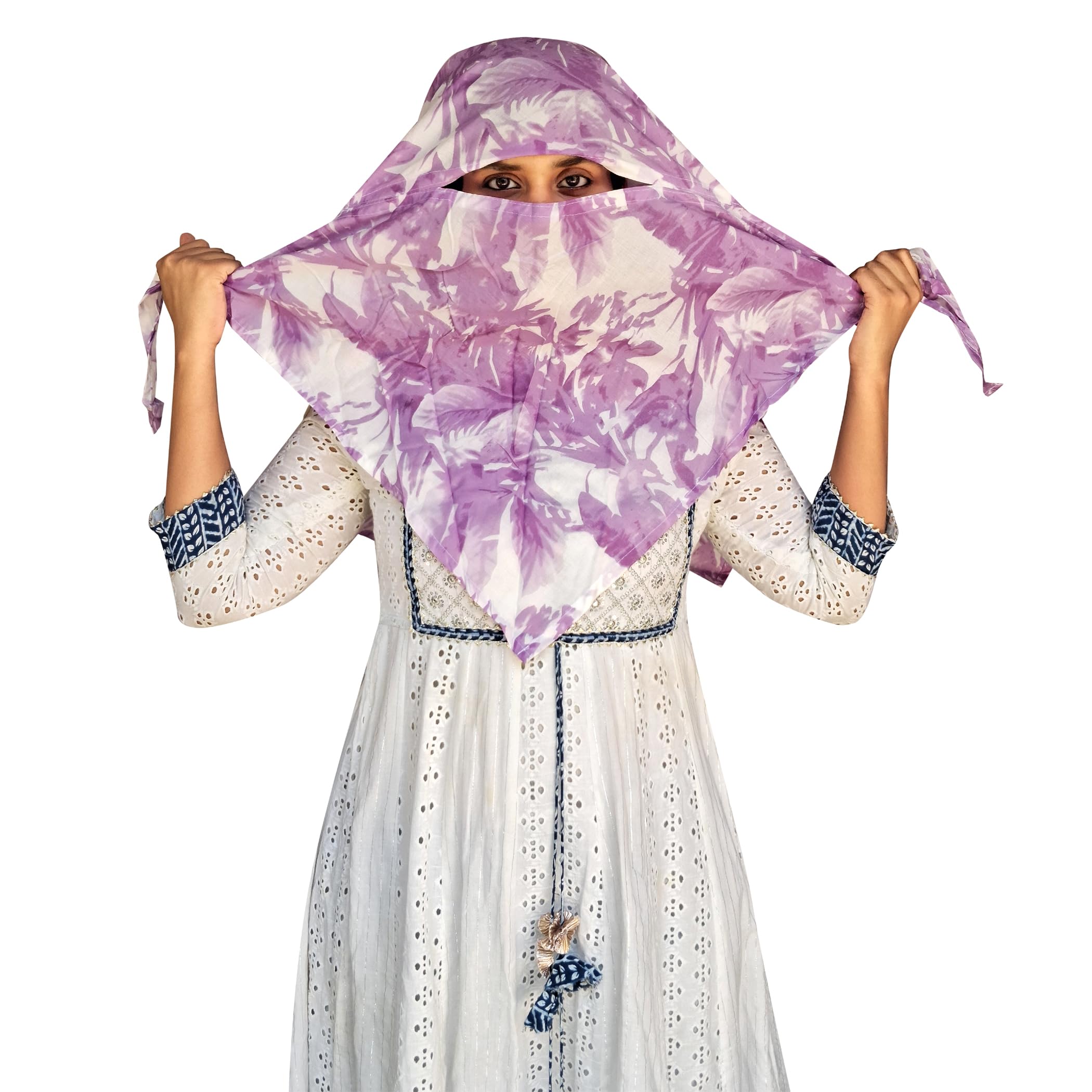 Switchon Rayon Anti Pollution Full face Scarf UV Sun Rays Protection Hijab scarf for women - Free Size (Multi_Pink)