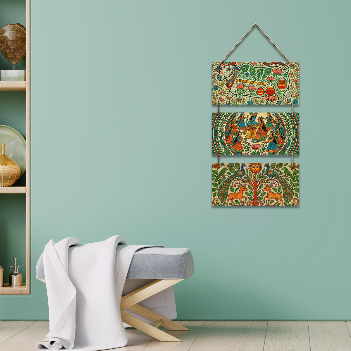 Artvibes Modern Indian Art Decorative Wall Hanging Ornaments | Living Room | Office | Wall Art Painting For Hall | Graphic Artwork | Wall Illustrations | Handcrafted Art | Ideal Gifts (WH_9430N)