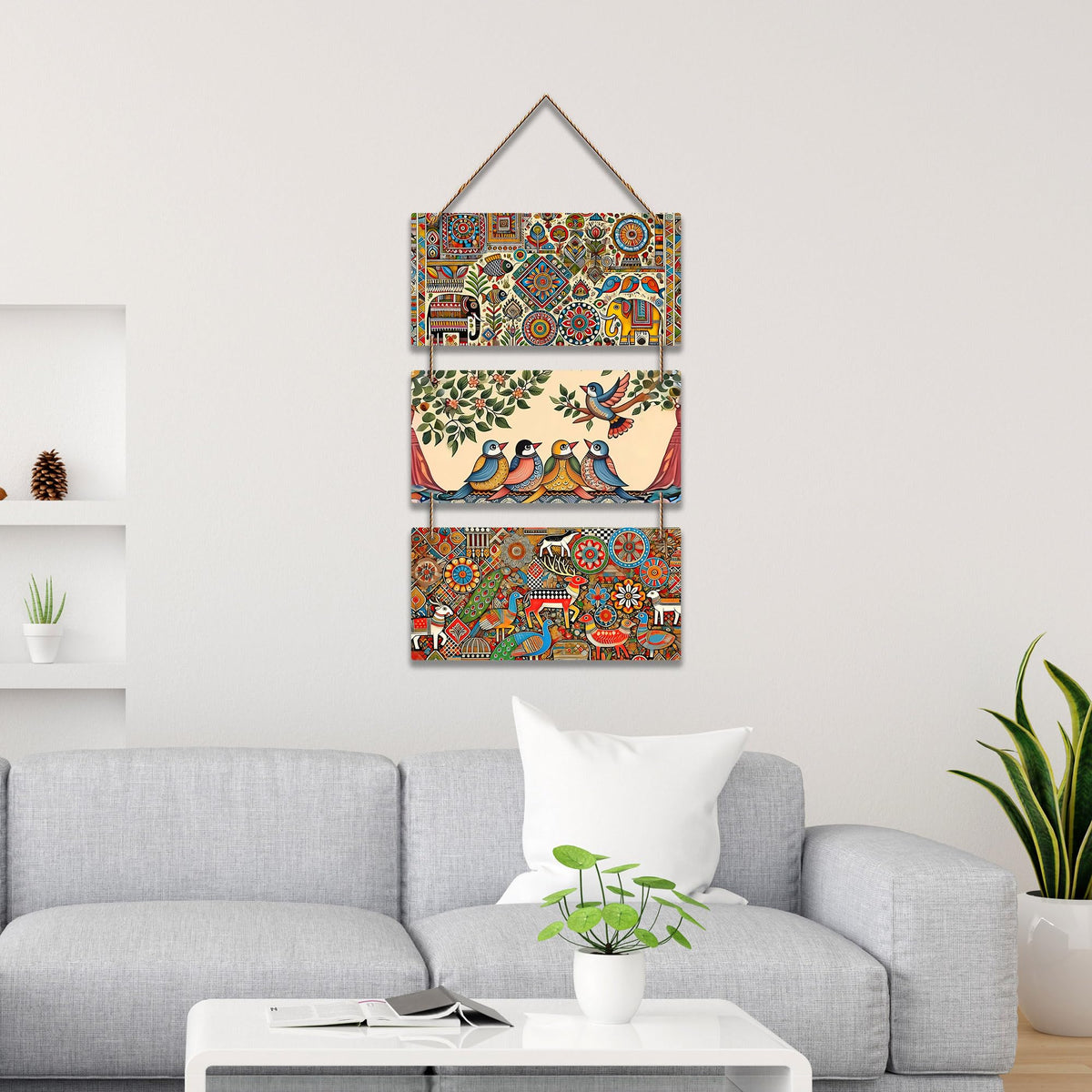 Artvibes Traditional Indian Folk Art Wooden Art Decoration Item for Home | Modern Decoration Items | Living Room | Bedroom | Office | Artwork | Wall Poster | Handcrafted | Gift Items (WH_9449N)
