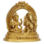 ARTVARKO Brass Ganesha Laxmi Ganesh Lakshmi Bhagwan Luxmi Idol Sitting Statue for Home Office Success Entrance Décor Diwali Pooja Good Luck Gift(7.5x7 Inch Gold)