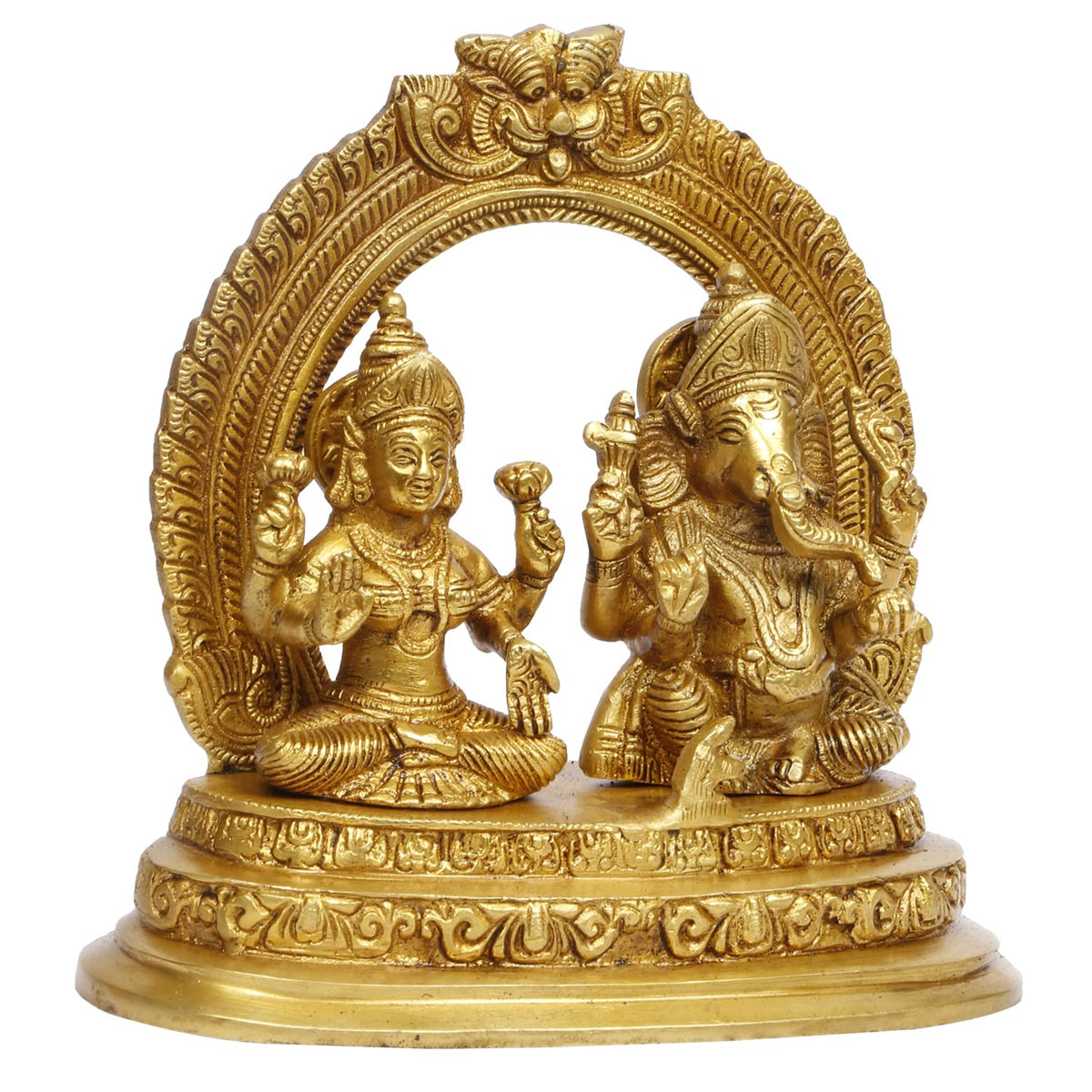 ARTVARKO Brass Ganesha Laxmi Ganesh Lakshmi Bhagwan Luxmi Idol Sitting Statue for Home Office Success Entrance Décor Diwali Pooja Good Luck Gift(7.5x7 Inch Gold)