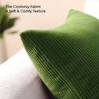 Encasa XO Corduroy Cushion Covers, Boho Pillow Covers, No Inserts Green