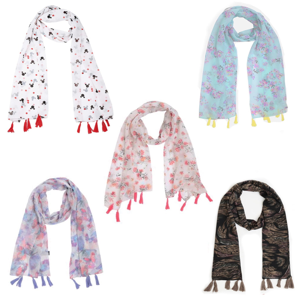 SAHIL SCARF Premium Multicolor Scarf Lightweight & Comfortable for All Seasons Combo of 5 (180x55cm)