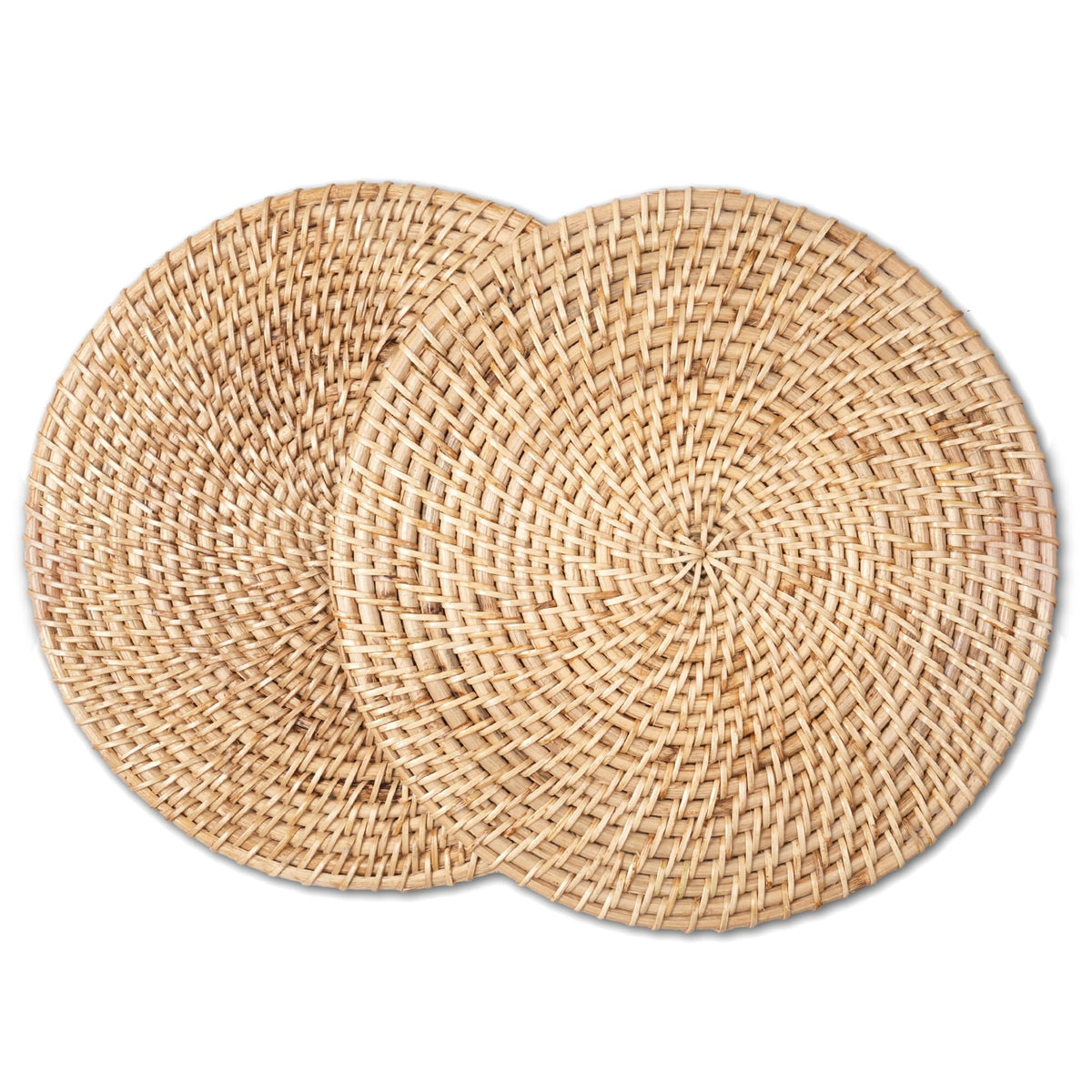 Encasa XO Handcrafted Round Rattan Dining Placemats, Cane Wicker Natural Kafalo