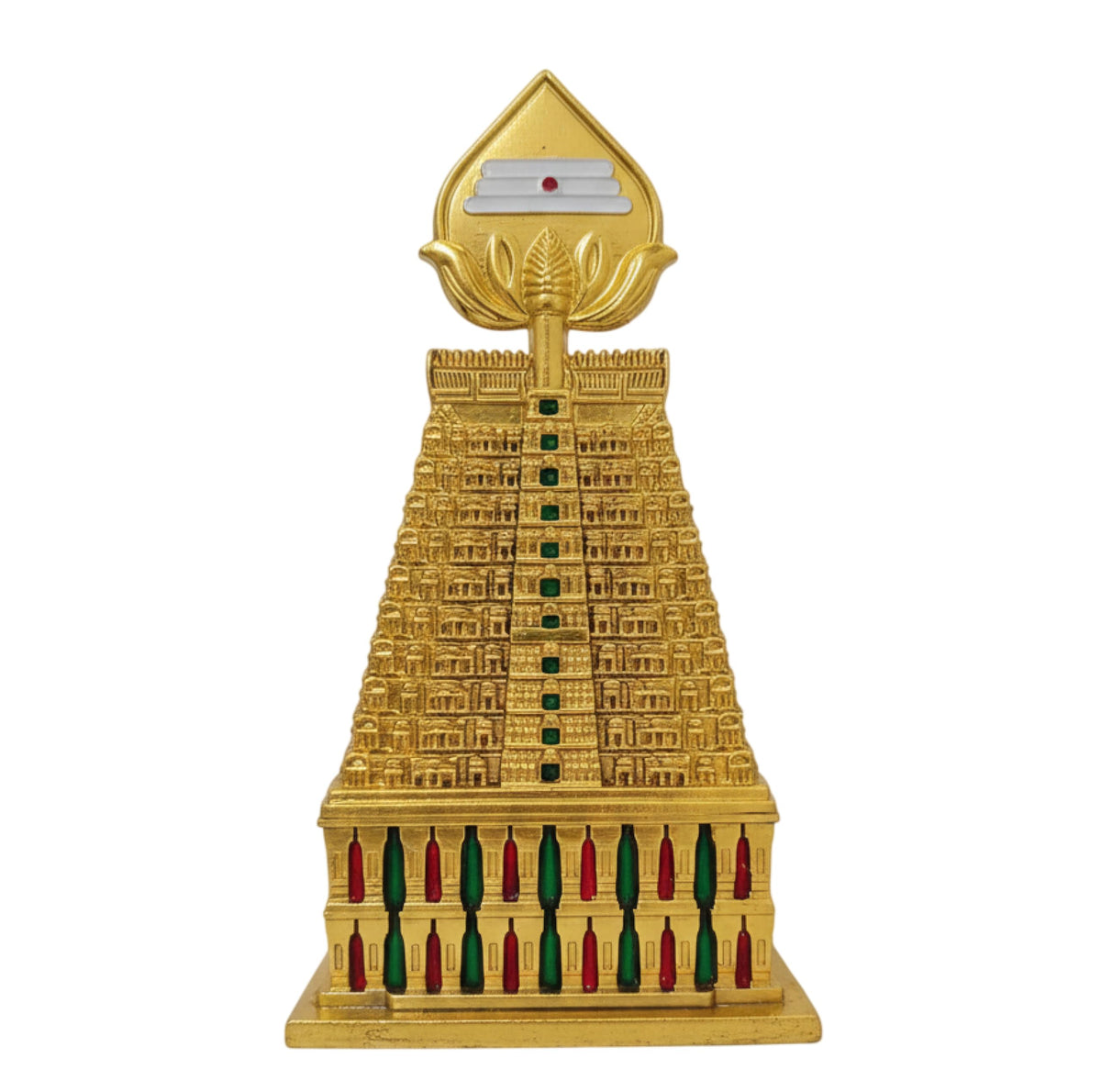 Arulmigu Dhandayuthapani Swamy Temple Gopuram - Palani Murugan Golden Idol for Car Dashboard & Home Pooja Idol | Devotional Figurine | Pooja Gifts | Gold-Polished | Double Side.