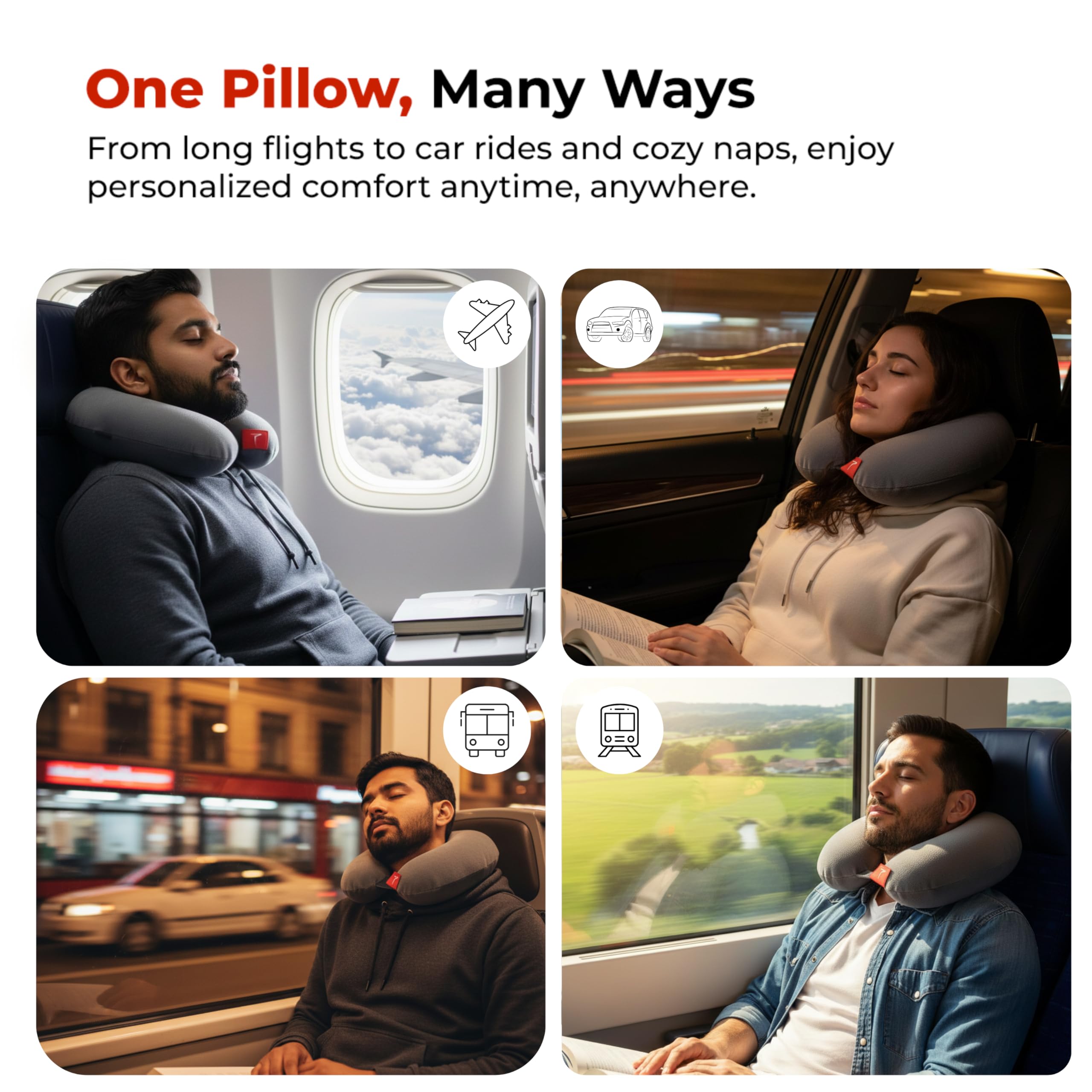 CELEORIS Cute Plush Travel Neck Pillow & Sleep Eye Mask Set, Cartoon Animal U Shape Head Support Pillow for Kids & Adults, Portable Airplane, Car & Office Nap Cushion Multi Design