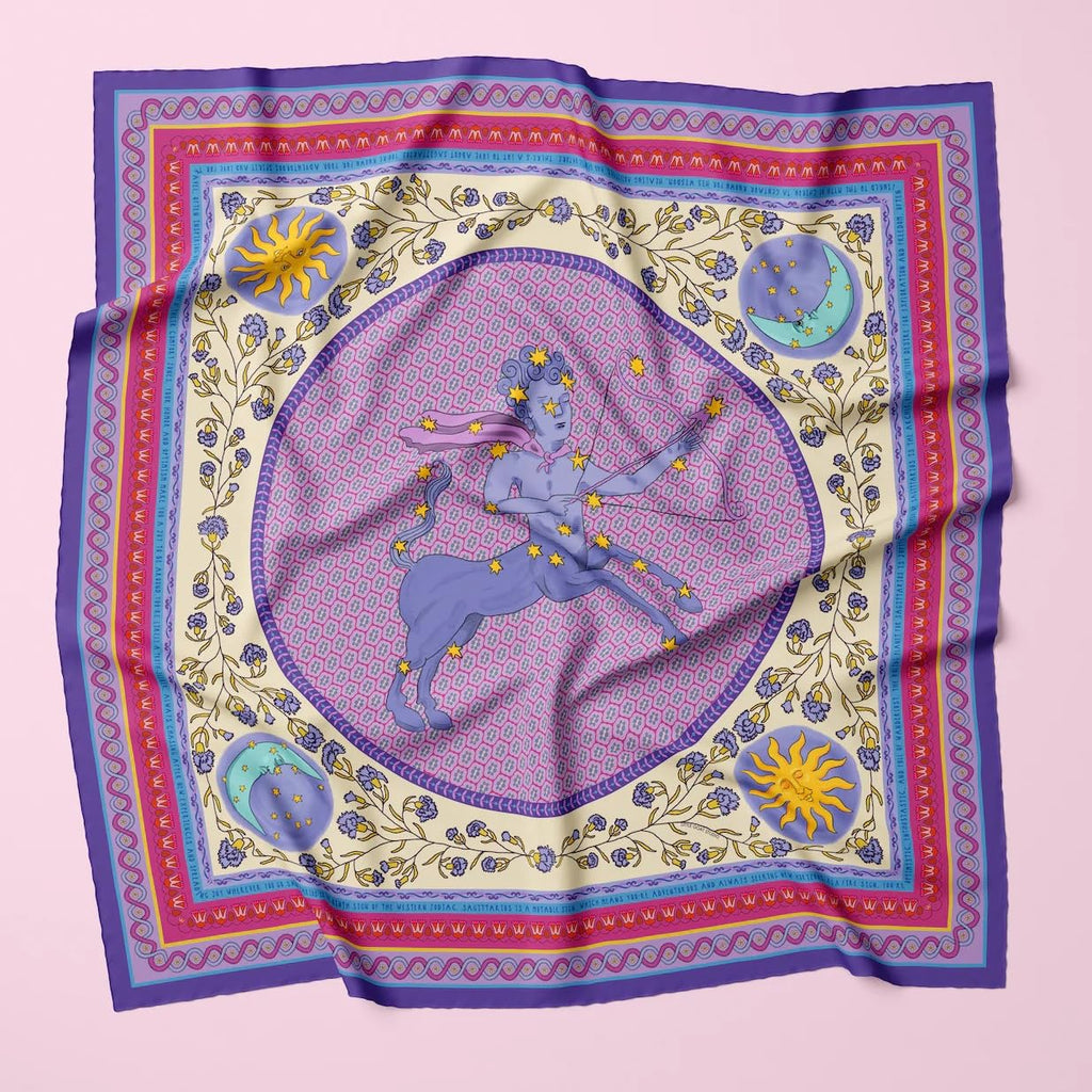 ULOS Women's Zodiac Signs Print Satin Scarf - Neck Scarf (Square) (22x22) (12 Designs)