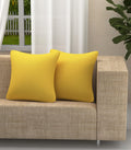 Yellow Weaves Cotton 250 TC Canvas Decorative Cushion Covers, (16 X 16 Inches), Set Of 2 - Yellow