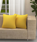 Yellow Weaves Cotton 250 TC Canvas Decorative Cushion Covers, (16 X 16 Inches), Set Of 2 - Yellow