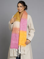 Ravaiyaa - Attitude is everything Women's Cashmere Wool Acrylic Scarf Winter Long Scarves, Neck Wrap 72 X 14 Inch (Yellow & Pink)