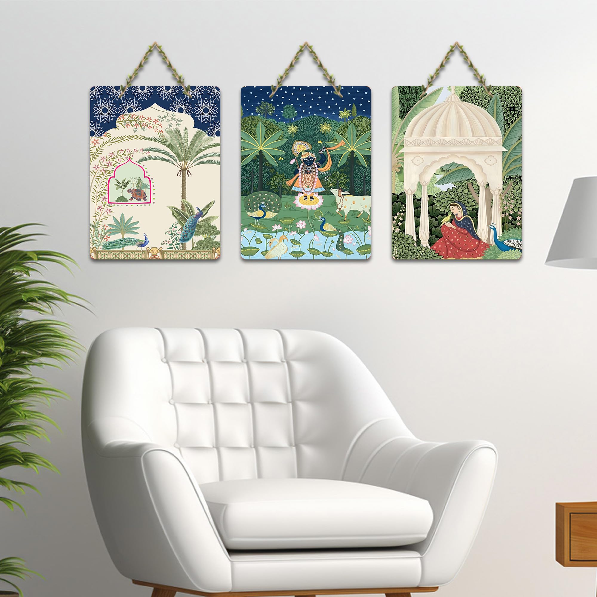 Artvibes Shreenathji Wall Hanging Home Decorative Wall Art for Living room | Spiritual Decor Items | Wall Sculpture | Signs & Plaques| Stylish Modern Decor Item | Gift Items (WH_9671N), Set of 3