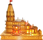 Ram Mandir Ayodhya Mandir with Light, Ram Lala Murti Inside, High Gloss Polished (Size 11x6x11 Inches)