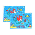 PRAKARTIK BY INDUARTS Kids Girl Cloth Table Mats Set of 2 - Mermaid Sea Ocean Theme,Digital Print, Washable, Indoor/Outdoor, Heat-Proof, Water Resistant, Wipe & Clean (47X33 cm) Sky Blue & Multi Kafalo