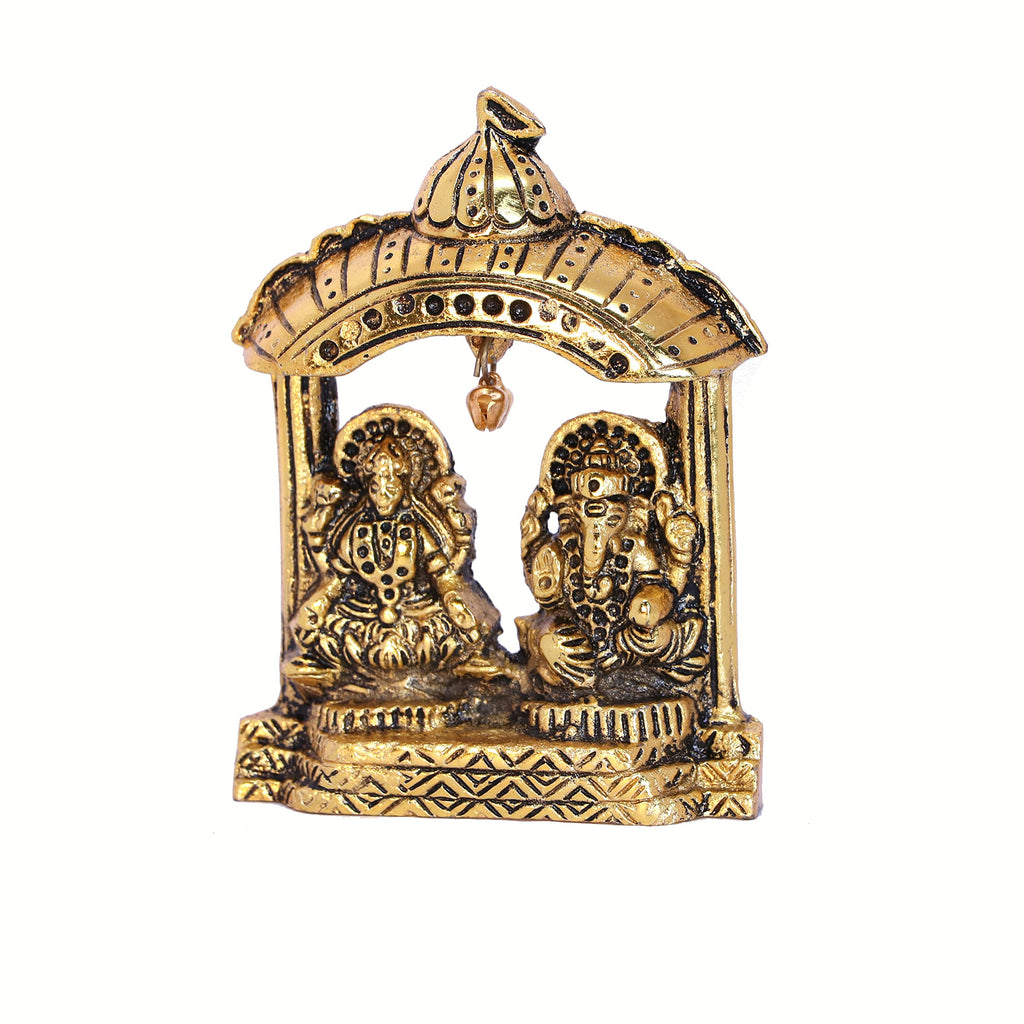 Kridaykraft Metal Laxmi Ganesh Idol Decorative Murti Temple Frame Metal Statue for Pooja & Decor Your Home, Office, Decorative Showpiece Figurines