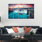 VIBECRAFTS Beautiful Waterfall 5 Pieces Canvas Wall Painting For Home | Office | Living Room | Gift (PTVC5Pcs4_8539)