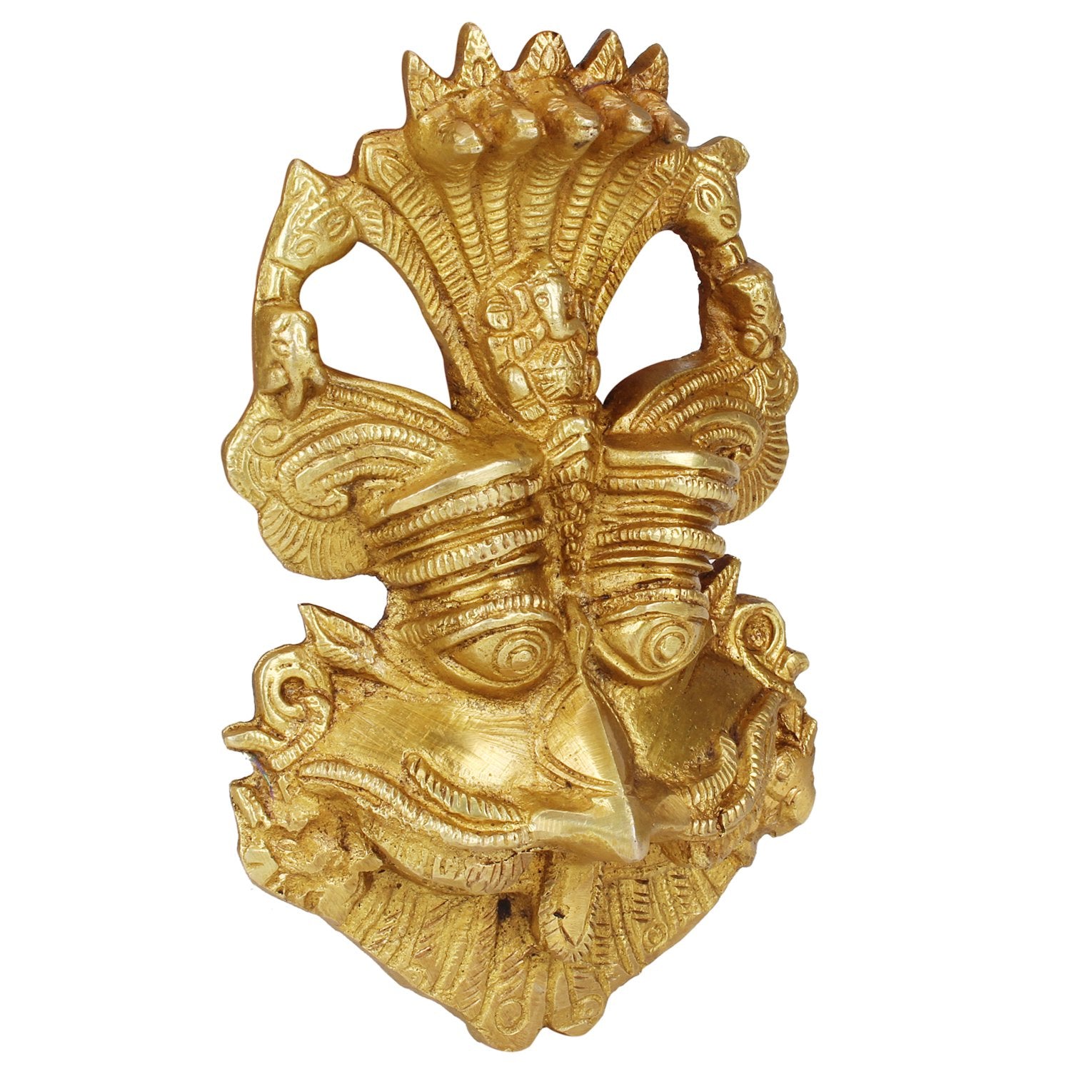 SVARUP Brass Yali Face Kirtimukha Wall Hanging Mask with Ganesha top Sculpture Evil Eye Protector Home Decor 6 Inch