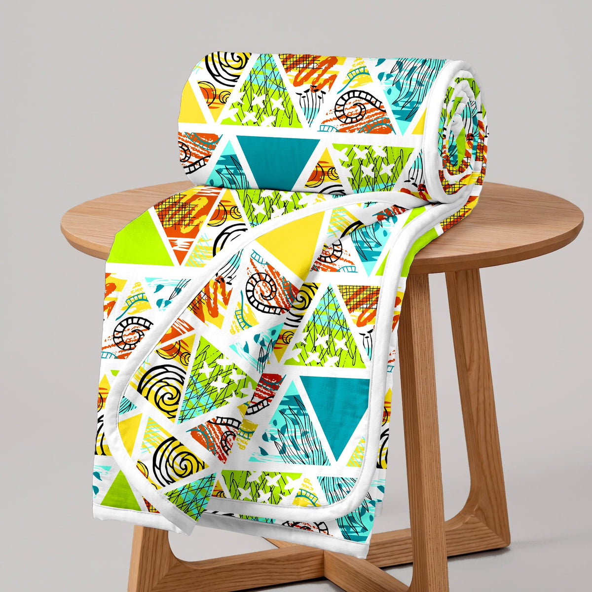 Divine Casa 100% Cotton Single Bed Dohar | Lightweight AC Blanket | Soft & Breathable Reversible Quilt | 140 x 210 CM, Lime Punch Kafalo