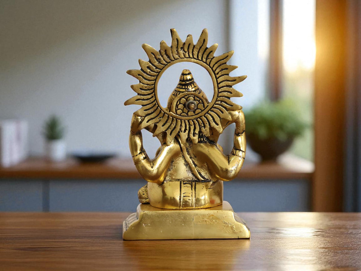 KridayKraft Metal Ganesha Idols ganpati Decoration Setup for Home Statue, 15 cm Height, 9.5 cm Width, 330 gm, Religious Hindu Idol