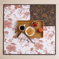 MUSHIES Premium Bed Server Food Mat (Coffee/Ivory Floral, 36x36 Inch) Reversible 3-Layer Bedsheet Protector & Food Mat for Eating on Bed | Heavy-Duty Bed Server Food Mat for Kids, Adults & Patients Kafalo