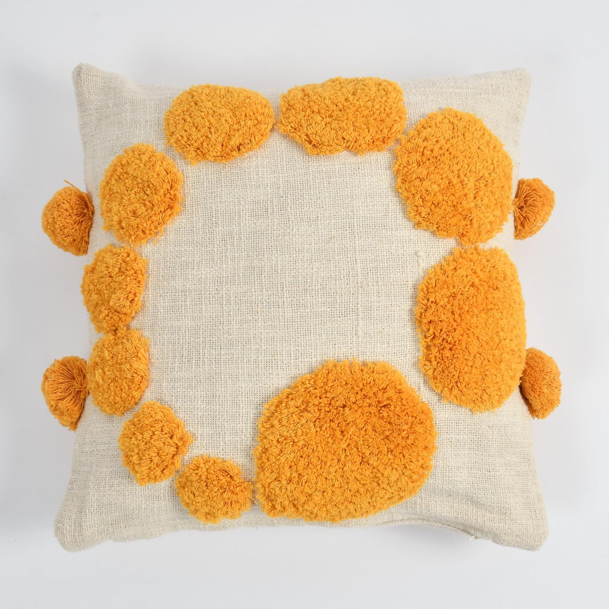 Furnistitchs Premium Decorative Throw Cushion Pillow Cover Boho Home Decor - Living Room Bedroom Couch Sofa Cushion Covers 16 inch x 16 inch (2, Yellow Circles)