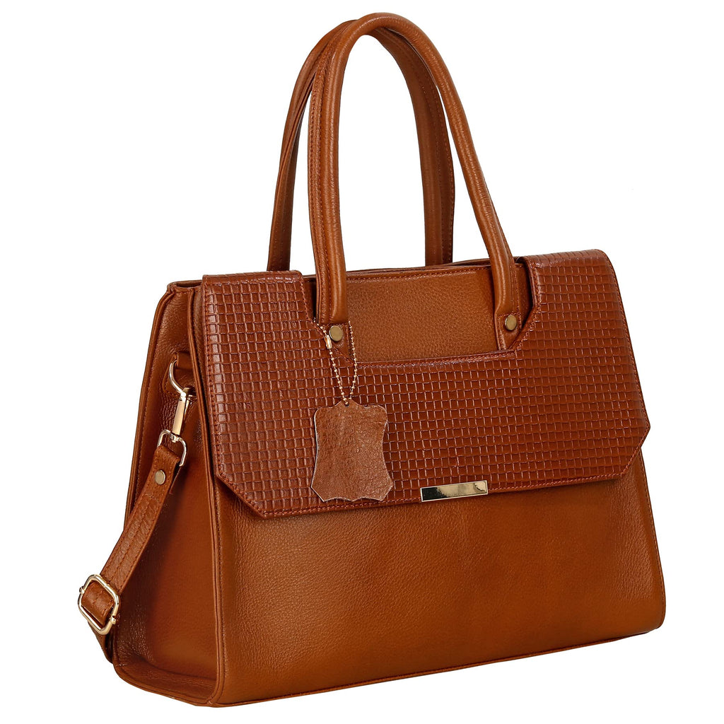 RICHSIGN LEATHER ACCESSORIES Full-Grain Natural Cro Leather Top-Handle satchel Tote Handbags & Shoulder Sling Bags For Women Office Branded Stylish Latest Size- L-13 X H-10 x W- 5 Inch