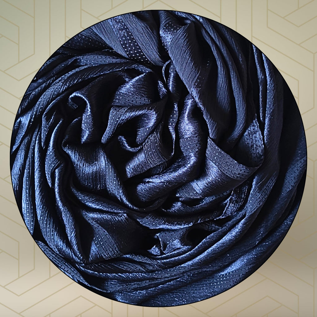 FAHABO Scarf Woman Premium Self-Woven Satin Silk Scarves | Hijab Scarf | Headscarf | Neck Scarf | Stoles | Wraps (Liberty Blue)