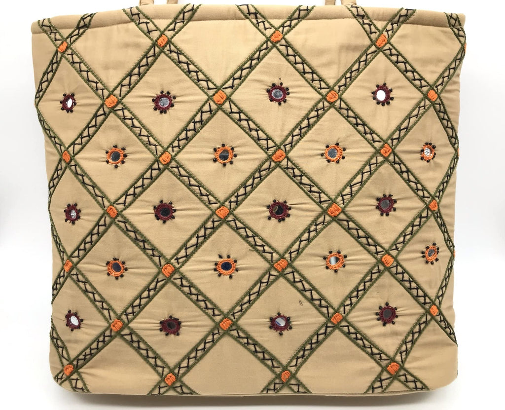 srishopify handicrafts Womens Handbag Travel Shoulder bag Traditional Tote bag Cotton handmade wedding gifts for marriage birthday (30x40x10 Medium size) (beige handbags for women)