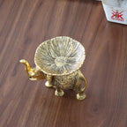 KridayKraft Metal Elephant Dry Fruit Bowl Showpiece Gold Polish for Your Home,Office Table Decorative,Elephant Showpiece Bowl for Gift,Animal Figurines