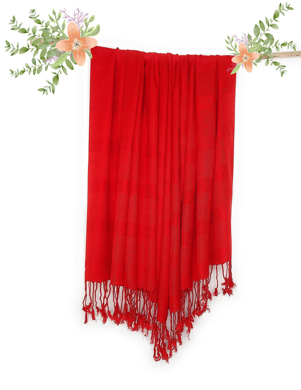 Chandwasia Viscose Scarf Stole & Shawl | Soft Lightweight Fabric | Stylish Scarves for Girls, Ladies, Women & Men | Suitable for Summer and Winter Wear - 28x72 Inches, Red