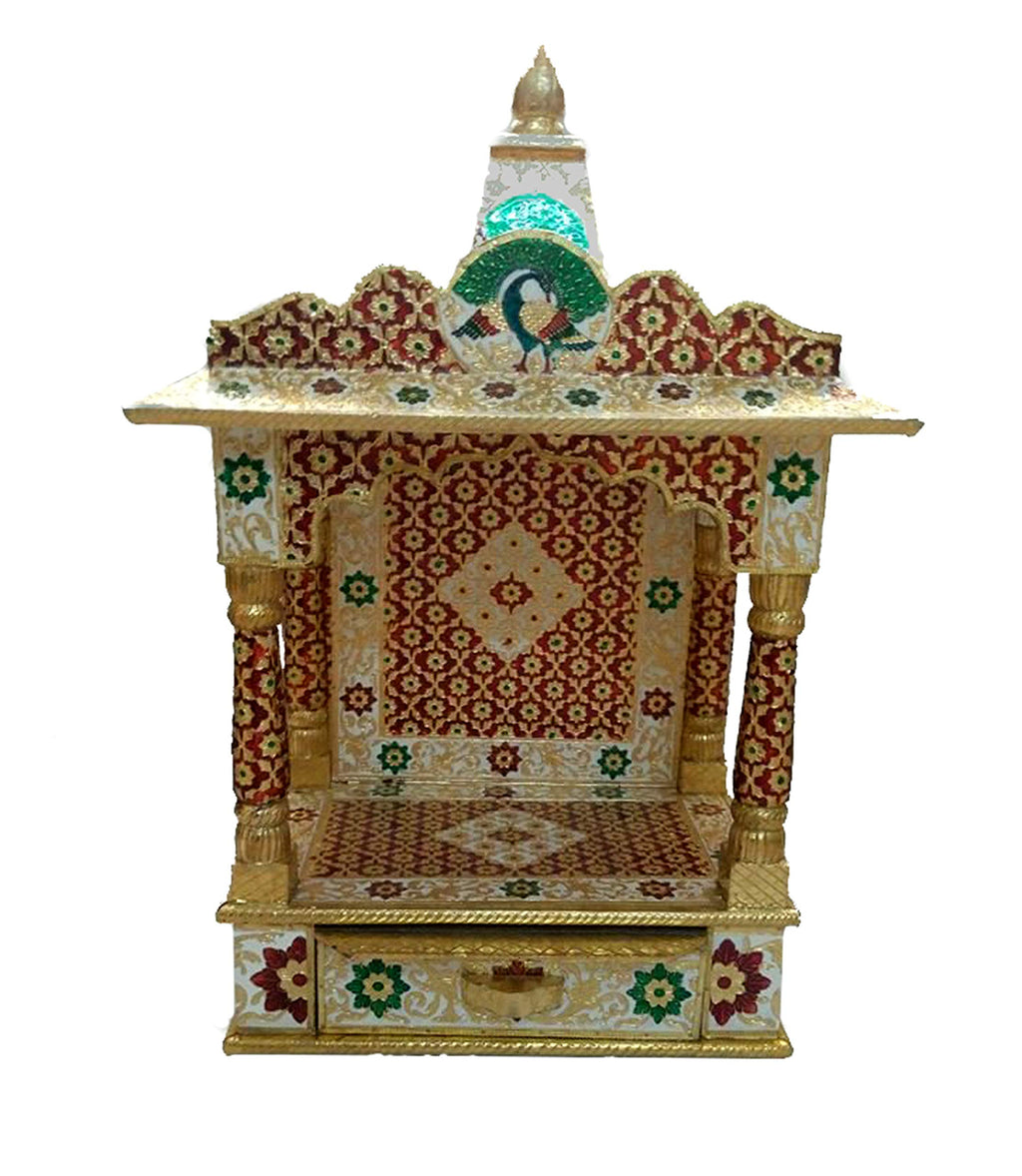 primium quality Golden meenakari Temple Home Temple Mandir/Ghar mandir/Pooja mandir ( 14 inch Length)