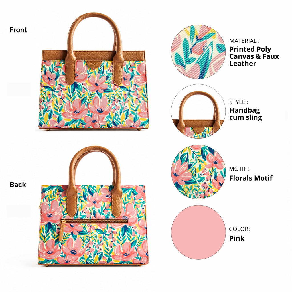 TEAL BY CHUMBAK Women's Office Tote Bag, Printed Canvas Shoulder Bag for College, Work and Travel, Stylish and Durable with Laptop Compartment