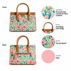 TEAL BY CHUMBAK Women's Office Tote Bag, Printed Canvas Shoulder Bag for College, Work and Travel, Stylish and Durable with Laptop Compartment