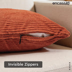 Encasa XO Corduroy Cushion Covers, No Inserts, Set of 2, Brick