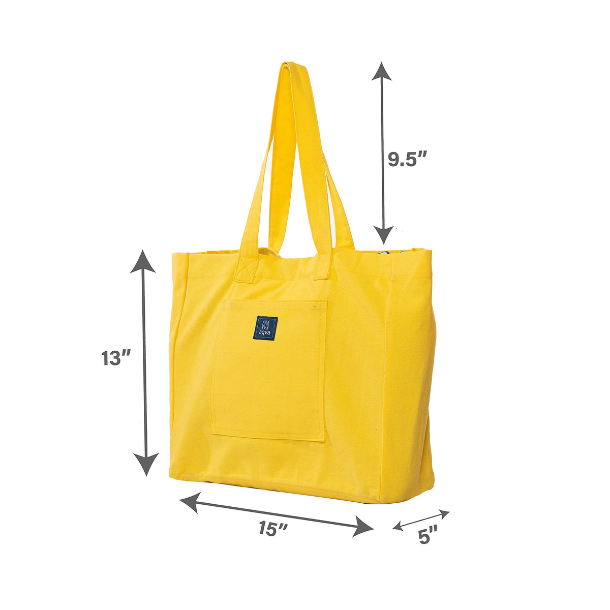 AQVA Cotton Canvas Tote Bag for Women & Girls | Shoulder Bag with Magnetic Button Closure & Solid Colour | Multipurpose Shopping, Travel, Beach, Office Bag | Good Gift Choice for Women (Light Yellow)