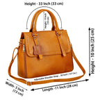 RICHSIGN LEATHER ACCESSORIES Full-Grain Natural Leather Top-Handle satchel Tote Ladies Handbags & Shoulder Sling Bags For Women Office Branded Stylish Latest Size-L-11 X H-10 x W- 5 In (TAN MANGOO)