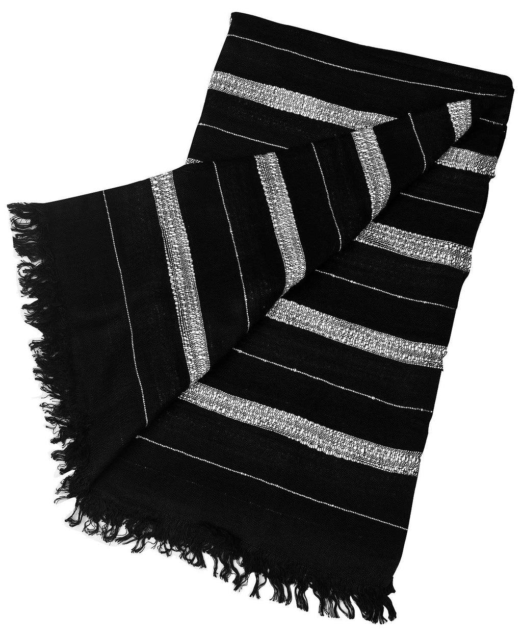 Aimee Men's Striped Rayon, Cotton Scarf (BPCV1_Black)