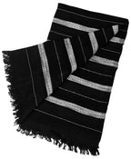 Aimee Men's Striped Rayon, Cotton Scarf (BPCV1_Black)