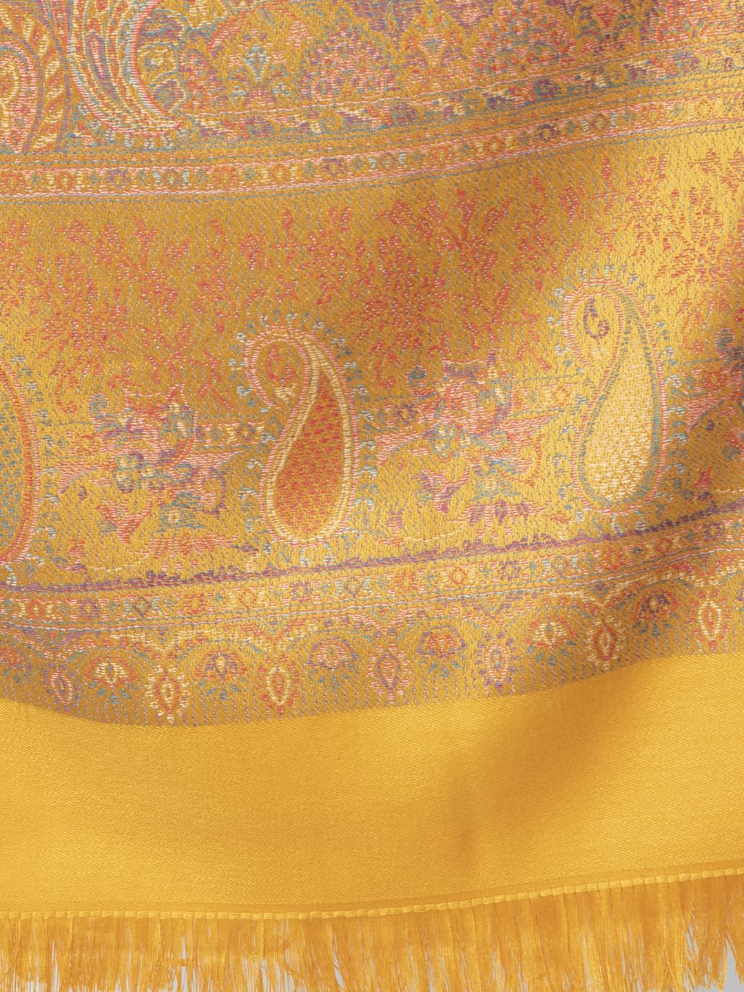 Weavers Villa Women Pashmina Shawl (Yellow, Large)